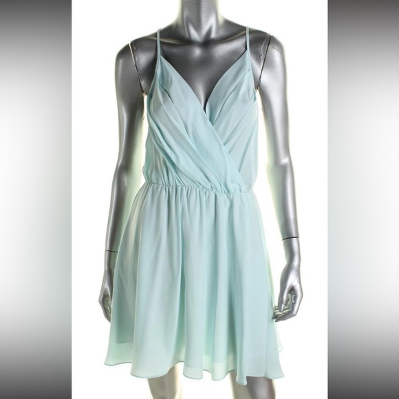 AMANDA UPRICHARD Chelsea 100% Silk Light Blue Aqua Teal Women's Mini Dress Small - Picture 5 of 6